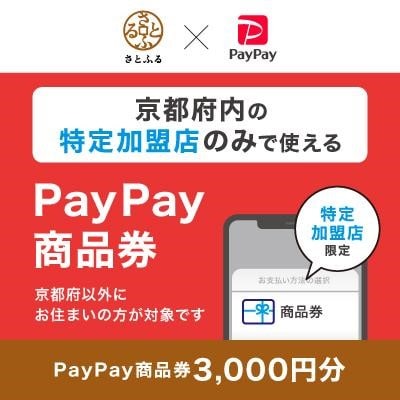 京都府内の特定加盟店のみで使えるPayPay商品券 京都府以外にお住まいの方が対象です PayPay商品券3,000円分 イメージ