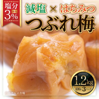 紀州南高梅　《つぶれ梅セット》　はちみつ梅　塩分3%(1.2kg)【白浜グルメ市場】