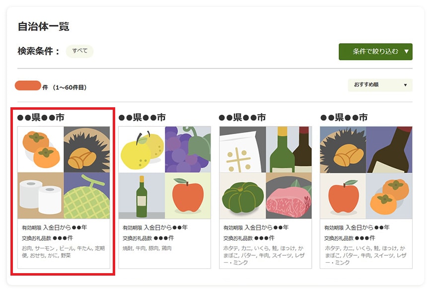 各自治体で人気のお礼品イメージを使用したサムネイルに変更 イメージ