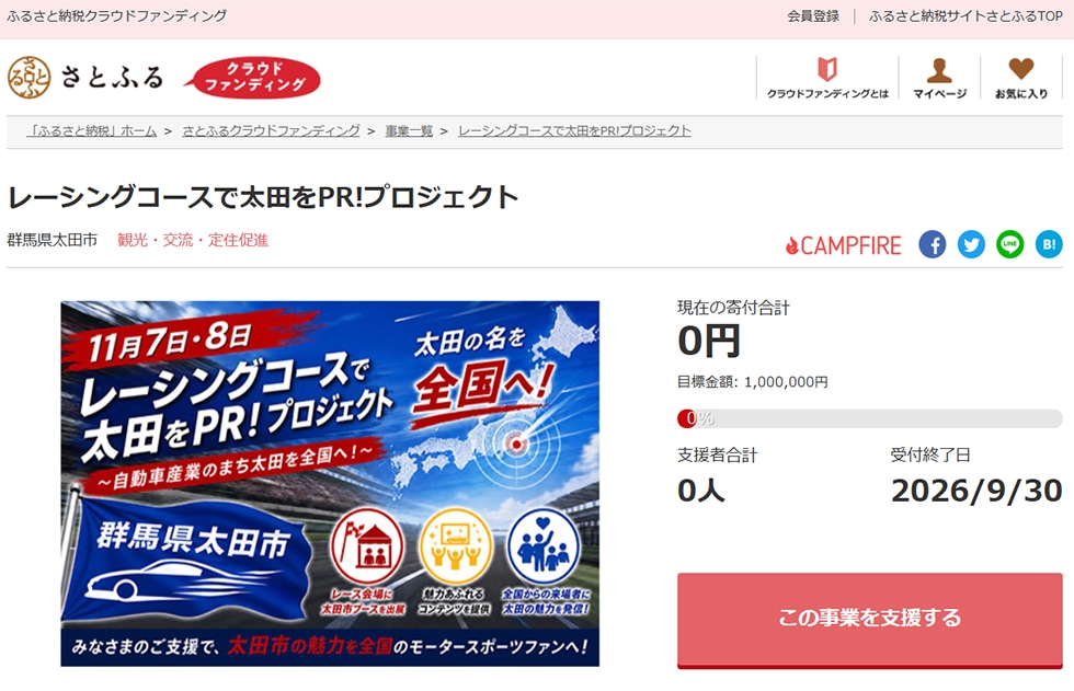 レーシングコースで太田をPR!プロジェクト イメージ