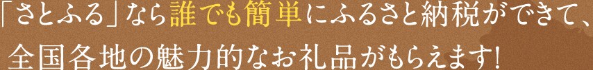 「さとふる」なら誰でも簡単にふるさと納税ができて、 全国各地の魅力的なお礼品がもらえます！
