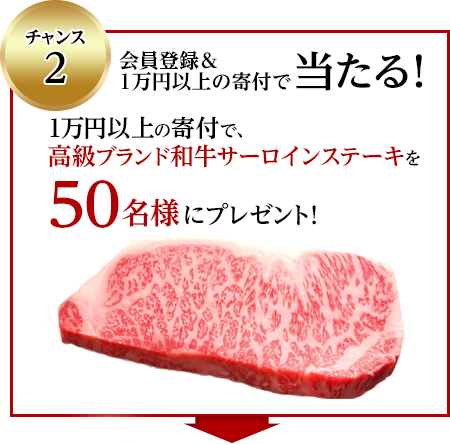 チャンス2 会員登録＆1万円以上の寄付で当たる！