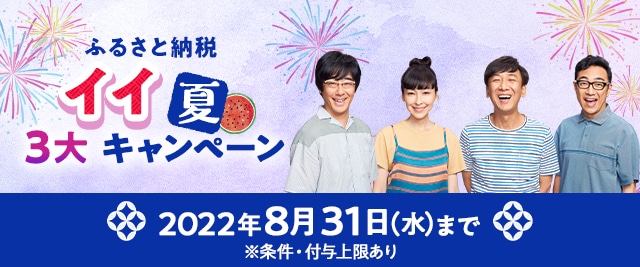 ◎ふるさと納税＼イイ夏／３大キャンペーン◎ 条件を満たすと、寄付金額に対して合計で最大《11%》のPayPayポイントがもらえるキャンペーンを開催中！