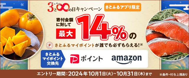 ＼ただいま開催中／【さとふるアプリ限定】2024年10月 さとふるの日キャンペーン