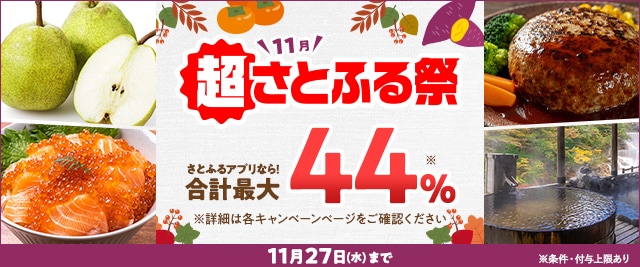 ＼ただいま開催中／合計で最大《44％》もらえる「2024年11月 超さとふる祭第1弾」