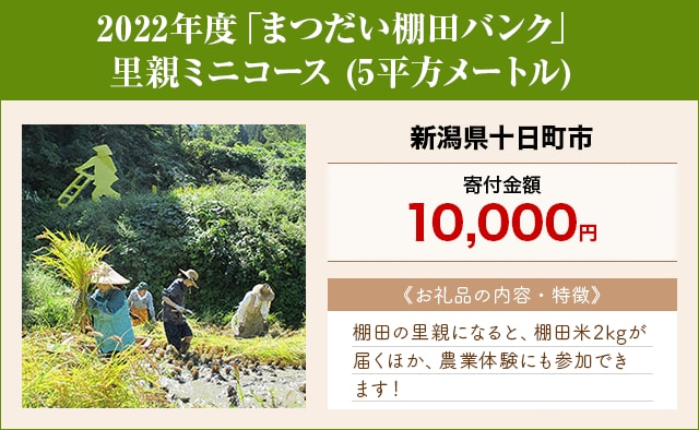 「2022年度「まつだい棚田バンク」 里親ミニコース (5平方メートル) 新潟県十日町市」