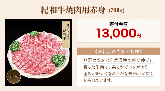 「紀和牛焼肉用赤身」(700g)