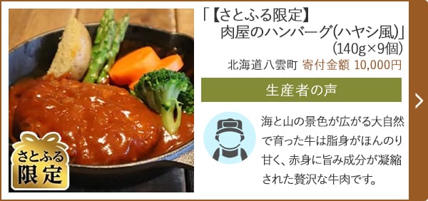 「【さとふる限定】肉屋のハンバーグ(ハヤシ風)」(140g×9個)/北海道八雲町 寄付金額 10,000円