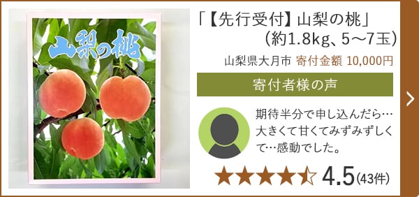 「【先行受付】山梨の桃」(約1.8kg、5～7玉) 山梨県大月市 寄付金額 10,000円