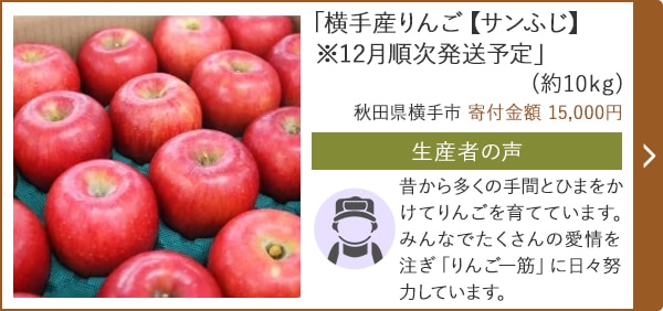 「横手産りんご【サンふじ】※12月順次発送予定」(約10kg)/秋田県横手市 寄付金額 15,000円