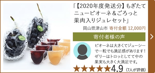 「【2020年度発送分】もぎたてニューピオーネ＆ごろっと果肉入りジュレセット」/岡山県津山市 寄付金額 12,000円