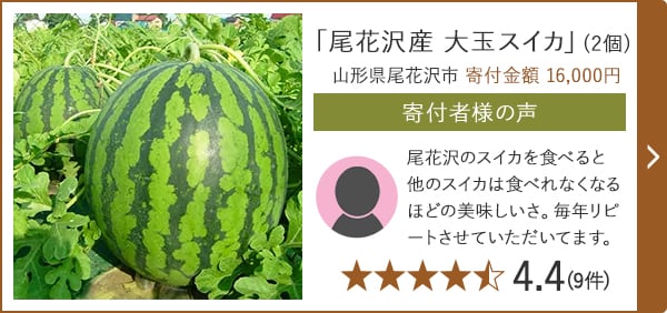 「尾花沢産 大玉スイカ」(2個) 山形県尾花沢市 寄付金額 16,000円