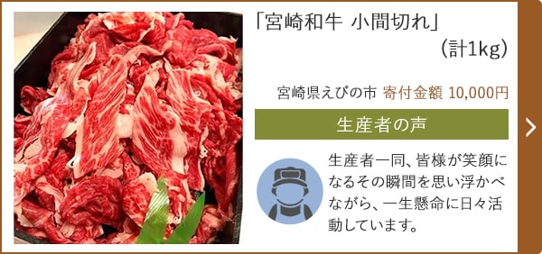 「宮崎和牛 小間切れ」(計1kg)/宮崎県えびの市（寄付金額 10,000円）
