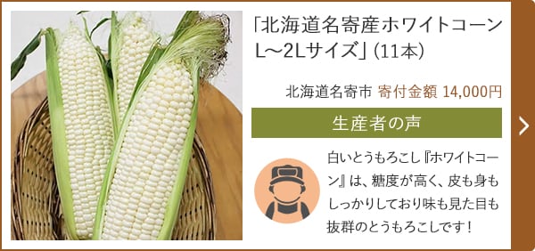 「北海道名寄産ホワイトコーン L～2Lサイズ」(11本)/北海道名寄市 寄付金額 14,000円