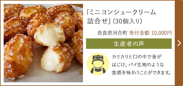 「ミニヨンシュークリーム詰合せ」(30個入り) 奈良県河合町 寄付金額 10,000円