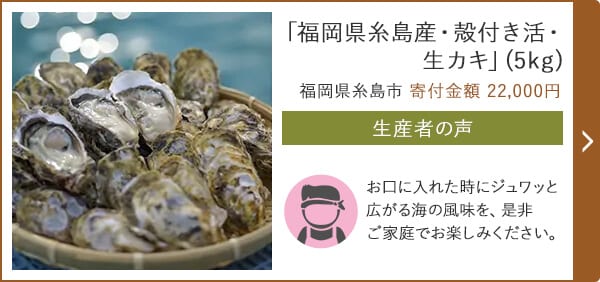 「福岡県糸島産・殻付き活・生カキ」(5kg) 福岡県糸島市 寄付金額 22,000円