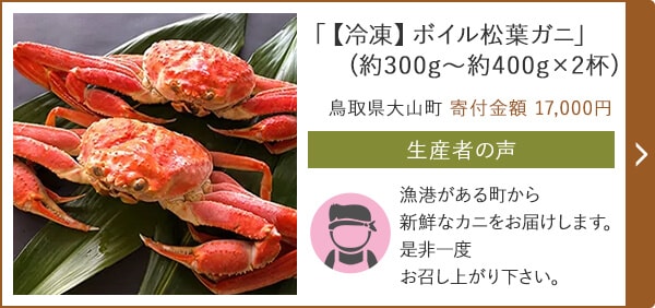 「【冷凍】ボイル松葉ガニ」 (約300g～約400g×2杯) 鳥取県大山町 寄付金額 17,000円