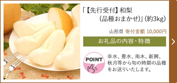 「【先行受付】和梨(品種おまかせ)」(約3kg)/山形県（寄付金額 10,000円）