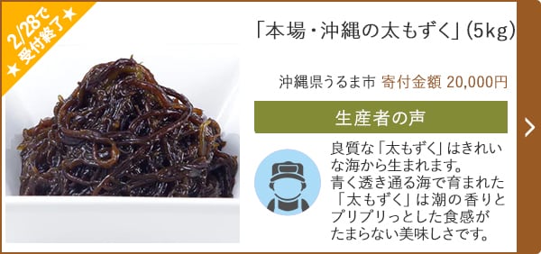 「本場・沖縄の太もずく」(5kg)/沖縄県うるま市（寄付金額 20,000円）