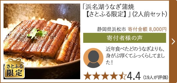 【★４．４(１９人が評価)】「浜名湖うなぎ蒲焼【さとふる限定】」(2人前セット)/静岡県浜松市（寄付金額 8,000円）