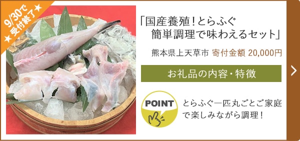 ★9/30で受付終了★「国産養殖！とらふぐ簡単調理で味わえるセット」/熊本県上天草市（寄付金額 20,000円）