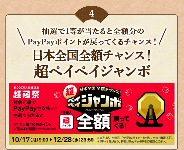 「日本全国全額チャンス！超ペイペイジャンボ」