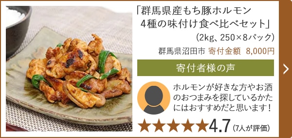 【★４．７(７人が評価)】「群馬県産もち豚ホルモン 4種の味付け食べ比べセット」(2kg、250×8パック)/群馬県沼田市（寄付金額 8,000円）