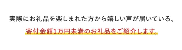 実際にお礼品を楽しまれた方から嬉しい声が届いている、寄付金額1万円未満のお礼品をご紹介します。