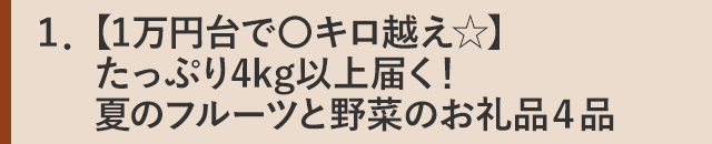 １．【1万円台で〇キロ越え☆】たっぷり4kg以上届く！夏のフルーツと野菜のお礼品４品