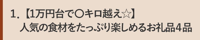１．【1万円台で〇キロ越え☆】人気の食材をたっぷり楽しめるお礼品４品