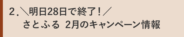 ２．＼明日28日で終了！／さとふる 2月のキャンペーン情報