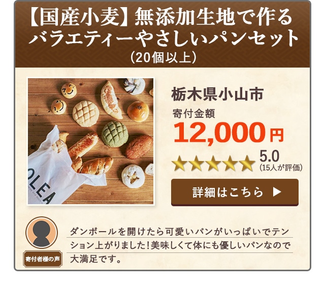 【★５．０(１５人が評価)】「【国産小麦】無添加生地で作るバラエティーやさしいパンセット」(20個以上)/栃木県小山市（寄付金額 12,000円）