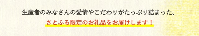 生産者のみなさんの愛情やこだわりがたっぷり詰まった、さとふる限定のお礼品をお届けします！