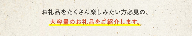 お礼品をたくさん楽しみたい方必見の、大容量のお礼品をご紹介します。