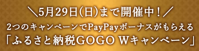 ＼5月29日(日)まで開催中！／2つのキャンペーンでPayPayボーナスがもらえる「ふるさと納税GOGO Wキャンペーン」