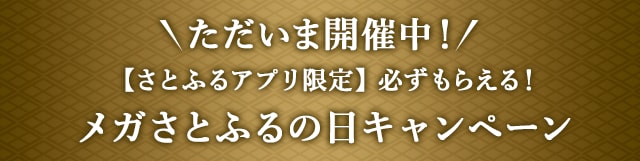 ＼ただいま開催中！／【さとふるアプリ限定】必ずもらえる！メガさとふるの日キャンペーン