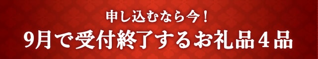 《申し込むなら今！》9月で受付終了するお礼品3品