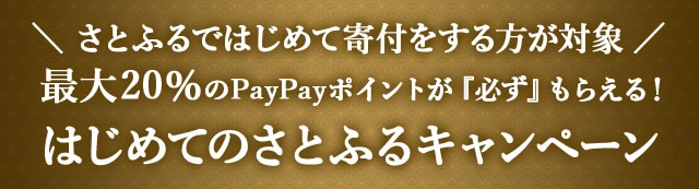 ＼さとふるではじめて寄付する方が対象／最大《20％》のPayPayポイントが『必ず』もらえる！はじめてのさとふるキャンペーン