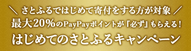 ＼さとふるではじめて寄付する方が対象／最大《20％》のPayPayポイントが『必ず』もらえる！はじめてのさとふるキャンペーン