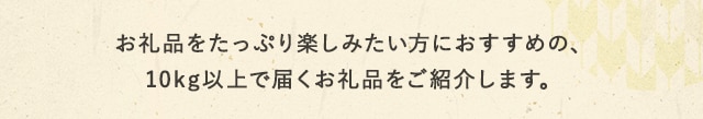 お礼品をたっぷり楽しみたい方におすすめの、10kg以上で届くお礼品をご紹介します。