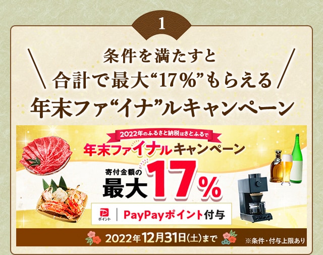 ★条件を満たすと合計で最大〔17％〕もらえる★「年末ファ〔イナ〕ルキャンペーン」