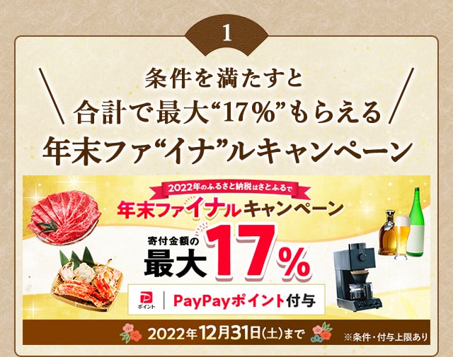 ★条件を満たすと合計で最大〔17％〕もらえる★「年末ファ〔イナ〕ルキャンペーン」