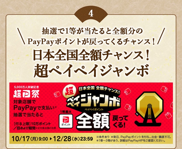 「日本全国全額チャンス！超ペイペイジャンボ」