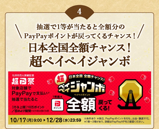 「日本全国全額チャンス！超ペイペイジャンボ」