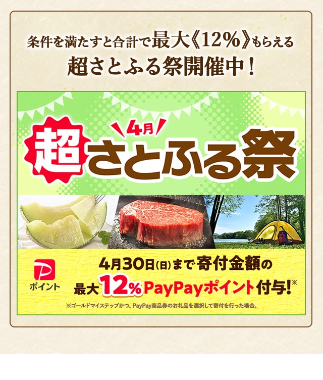 4月は、条件を満たした方に合計で最大《12%》(※1)のPayPayポイントをプレゼント。(※)