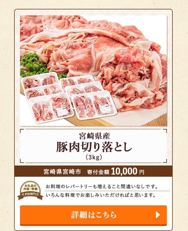 「宮崎県産豚肉切り落とし」(3kg)/宮崎県宮崎市