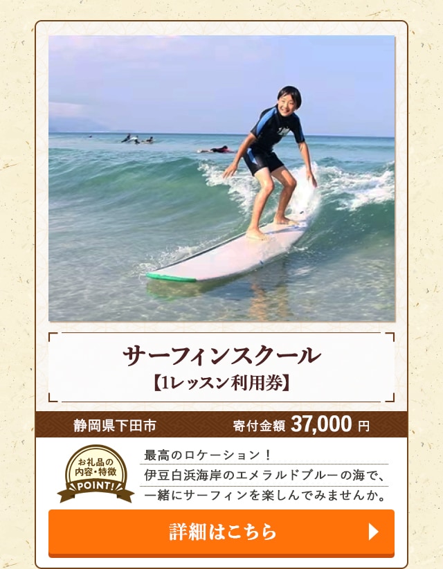 「サーフィンスクール【1レッスン利用券】」/静岡県下田市