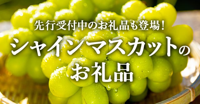 先行受付中のお礼品も登場！シャインマスカットのお礼品