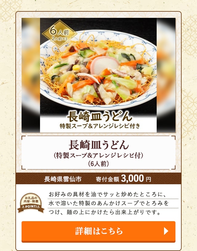 「長崎皿うどん(特製スープ&アレンジレシピ付)」(6人前)/長崎県雲仙市