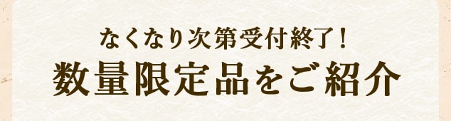 なくなり次第受付終了！数量限定品をご紹介